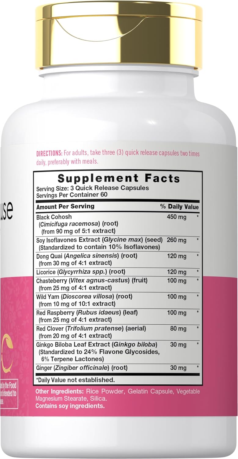 Carlyle Menopause Supplement for Women | 180 Capsules | Helps with Hot Flashes and Night Sweats | Non-GMO, Gluten Free Menopause Support - Image 2