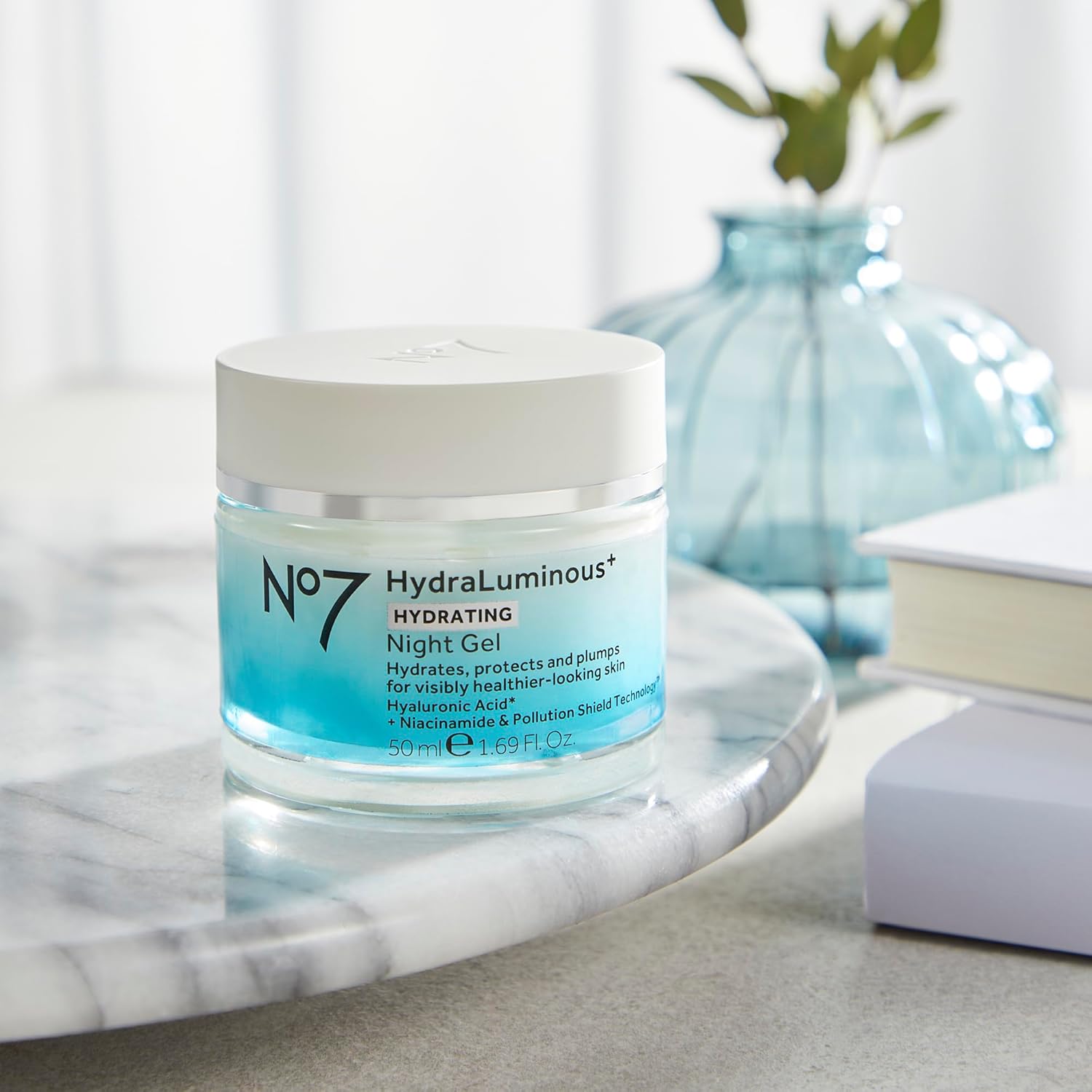No7 HydraLuminous+ Hydrating Night Gel Moisturizer - Hyaluronic Acid and Vitamin B3 Niacinamide Face Moisturizer to Hydrate, Protect & Refresh Skin - Supports Skin Barrier Repair (1.69 Fl Oz) - Image 5