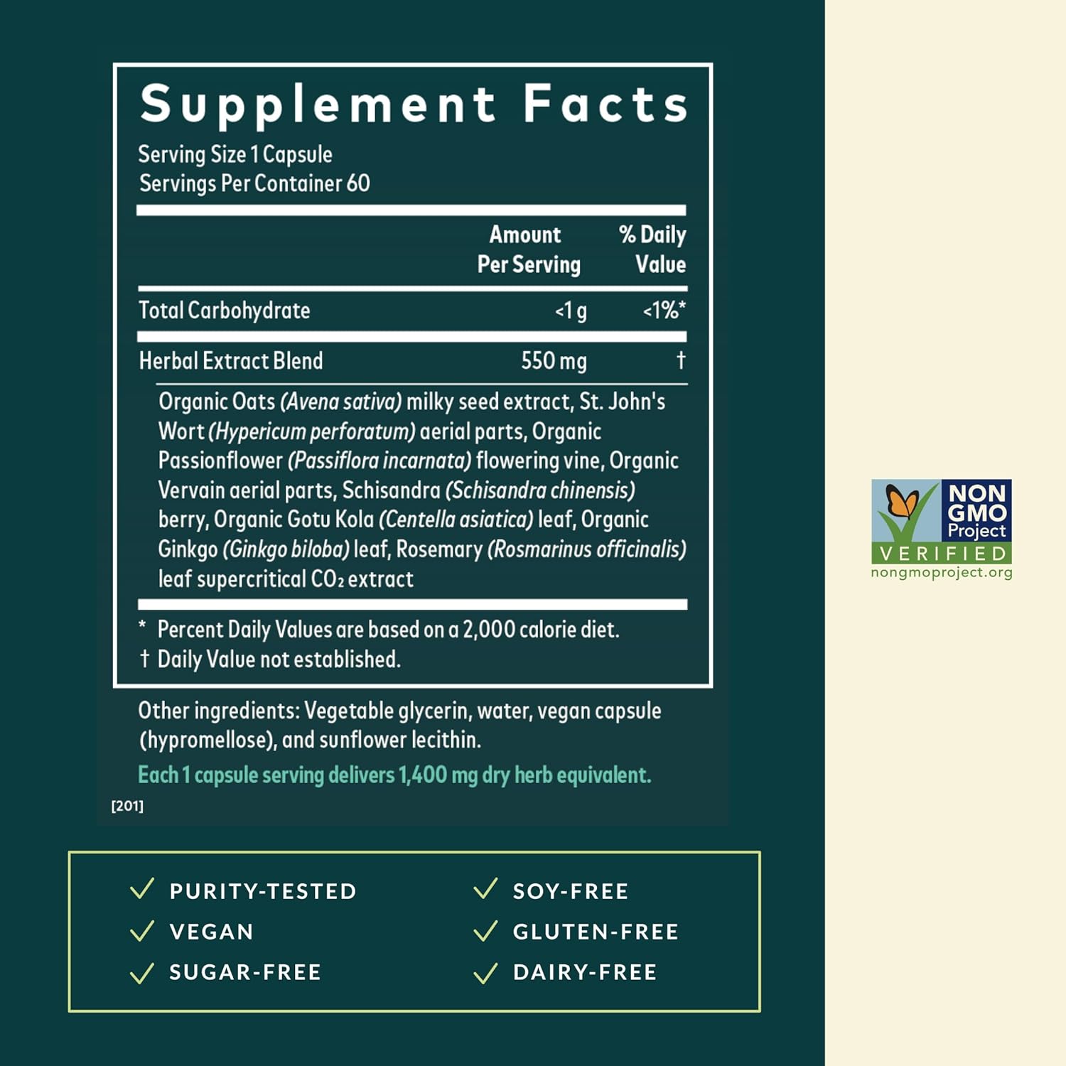 Gaia Herbs Steady Mind - Supplement Support with Herbs Traditionally Used for Stress Relief* - with St. John's Wort, Passionflower, Vervain & Oats - 60 Vegan Liquid Phyto-Capsules (60 Servings) - Image 3