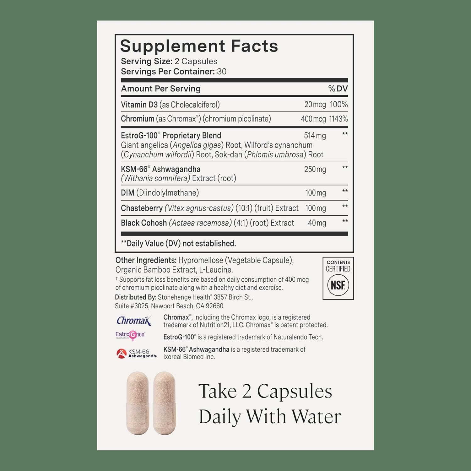 Stonehenge Health for Women Menopause Support for Peri + Menopause + Post - Mood, Energy, Stress, Hot Flashes, Night Sweats, Sleep & Cortisol, Chromax Chromium, Vitamin D3, KSM-66 Ashwagandha - Image 5