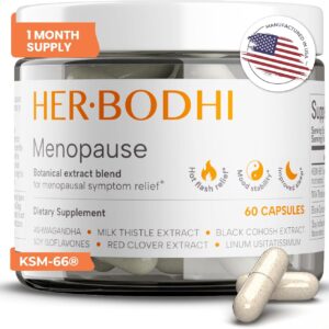 Her Bodhi Meno- Menopause Hormonal Balance for Women, Estrogen Soy Isoflavones Menopause Supplement for Women | with Ashwagandha & Black Cohosh | Hot Flashes Menopause Relief (60 Capsules)