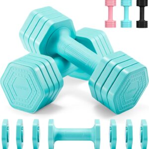 EQUIPRO Adjustable Dumbbell Set, 4 in 1 Free Weights Dumbbells Set for Women, Weights for Women at Home, 2lb 3lb 4lb 5lb with TPU Soft Rubber Handle for Home Gym Exercise Training