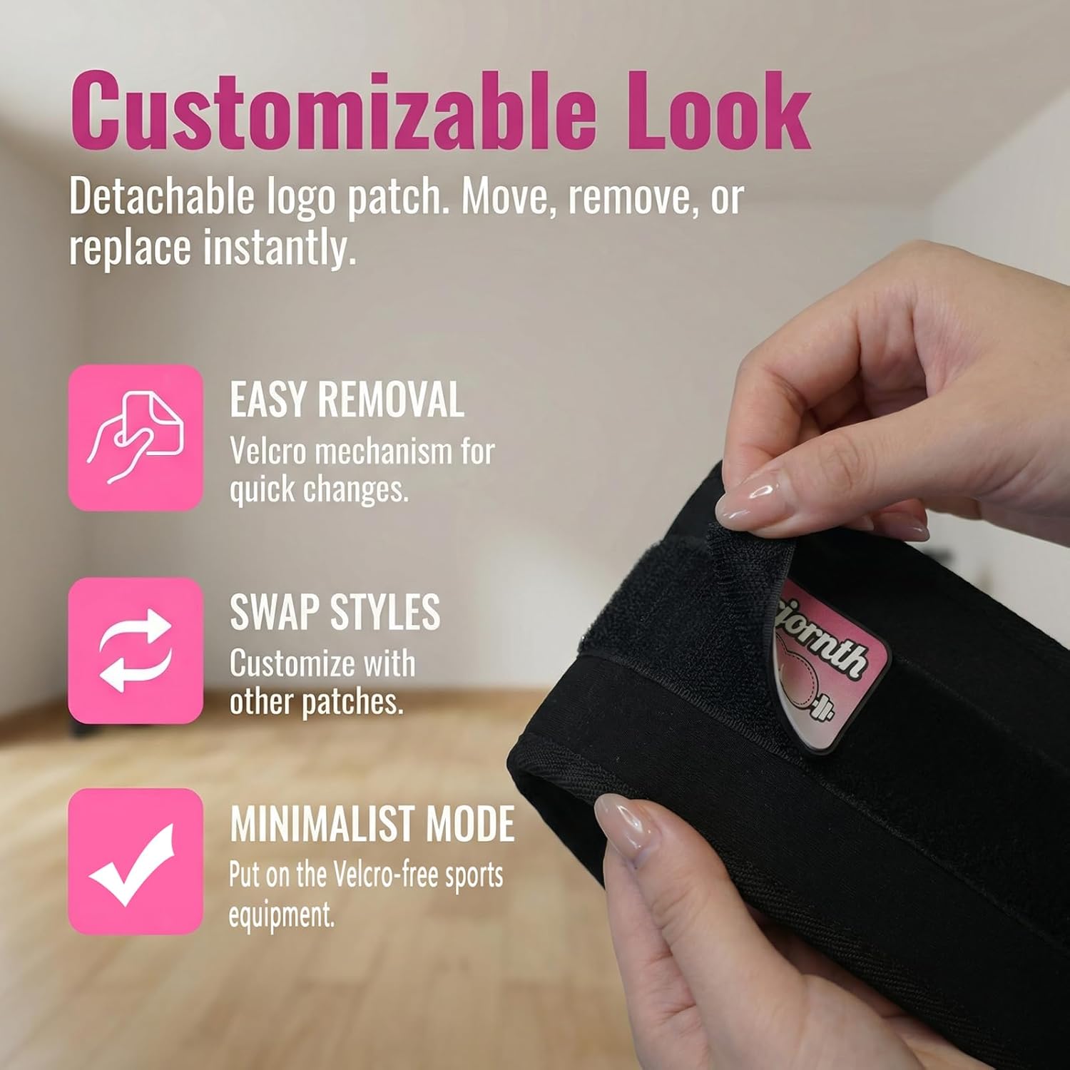 Pro Portable Hip Thrust Belt - Premium Booty Builder for Dumbbell & Kettlebell Workouts | Gym, Home & Travel Glute Trainer | Lightweight & Foldable Design | Attached is a Velcro badge |Slip-Resistant Padding for Hip Protection (Black) - Image 6