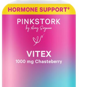Pink Stork Organic Vitex – 1000 mg Chaste Tree Berry – Plant-Based Support for Perimenopause & Hormonal Harmony – Helps Maintain Cycle Regularity & Hormone Balance – 60 Vegan Capsules