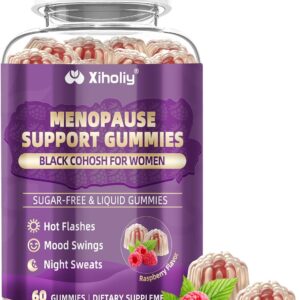 Menopause Supplements for Women with Black Cohosh, Menopause Relief Sugar Free Gummies for Hot Flashes, Natural Female Hormone Balance & Ashwagandha, Magnesium for Night Sweats, Mood Swings, 60 Count
