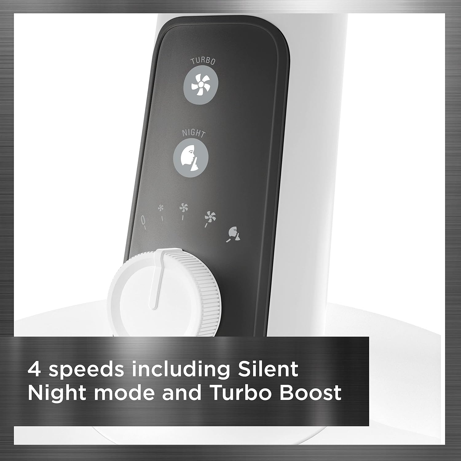 Rowenta, Desk Fan, Turbo Silence Table Fan, 12 Inches, Ultra Quiet Fan for Bedroom, Oscillating, Portable, 4 Speeds, Manual Turn Dial, White, Indoor, VU2730 - Image 8