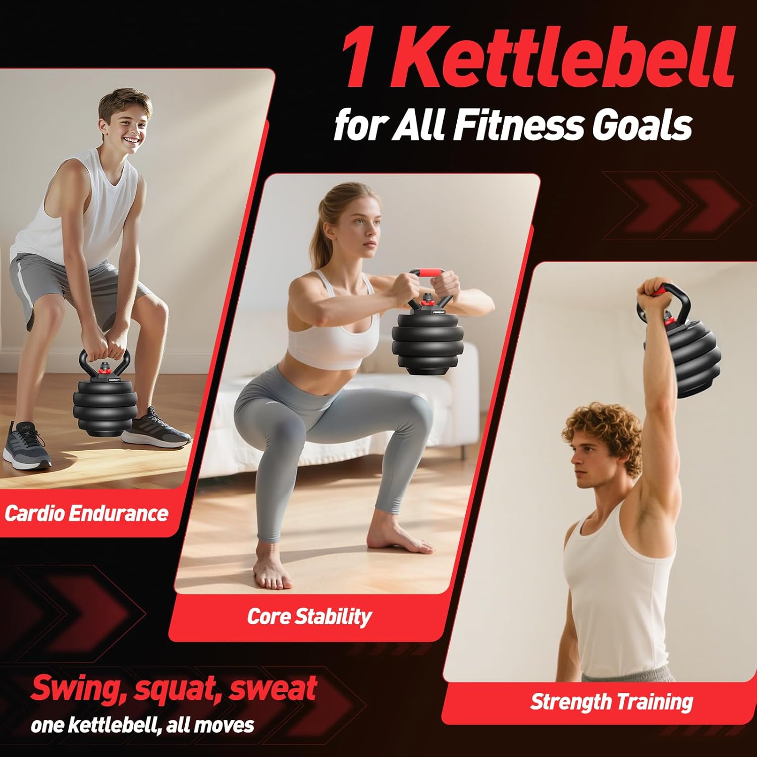 FITPLAM Adjustable dumbbell set,20/35/45/55/70/90lbs Free Weights set with upgraded nut, 5 in 1 Weight Set Used as Kettlebells, Barbell, Push up Stand, Fitness Exercise for Home Gym Suitable Men/Women - Image 6