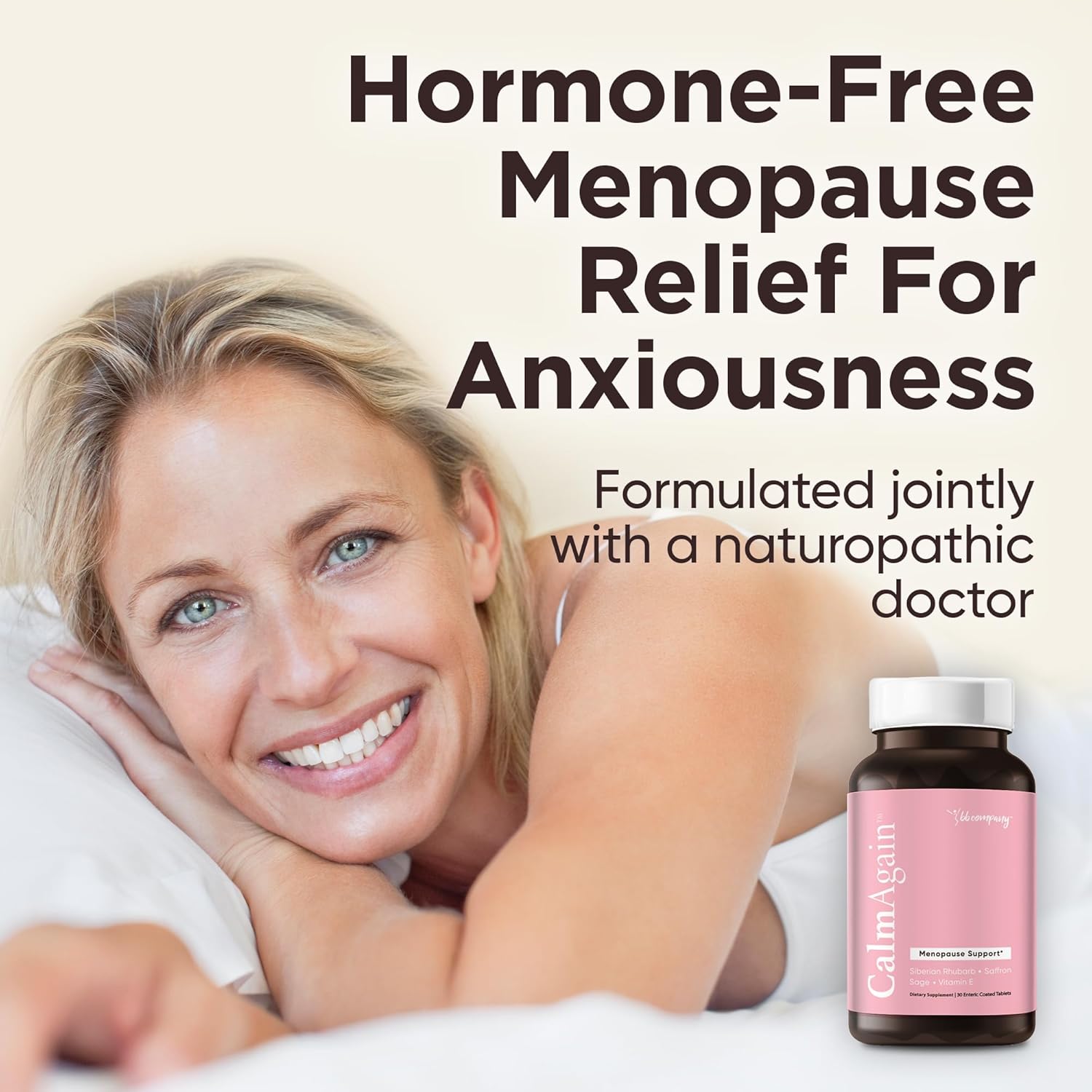 BB Company CalmAgain for Menopause Anxiousness, Mood Balance for Women | Stay Calm, Lower Cortisol, Fewer Mood Swings | Siberian Rhubarb, Sage, Saffron | Menopause Relief | 30 Ct - Image 2