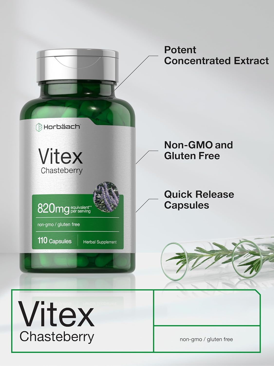Horbäach Vitex Berry | 110 Capsules | Chasteberry Supplement for Women | Agnus-Castus Fruit | Non-GMO, Gluten Free - Image 4