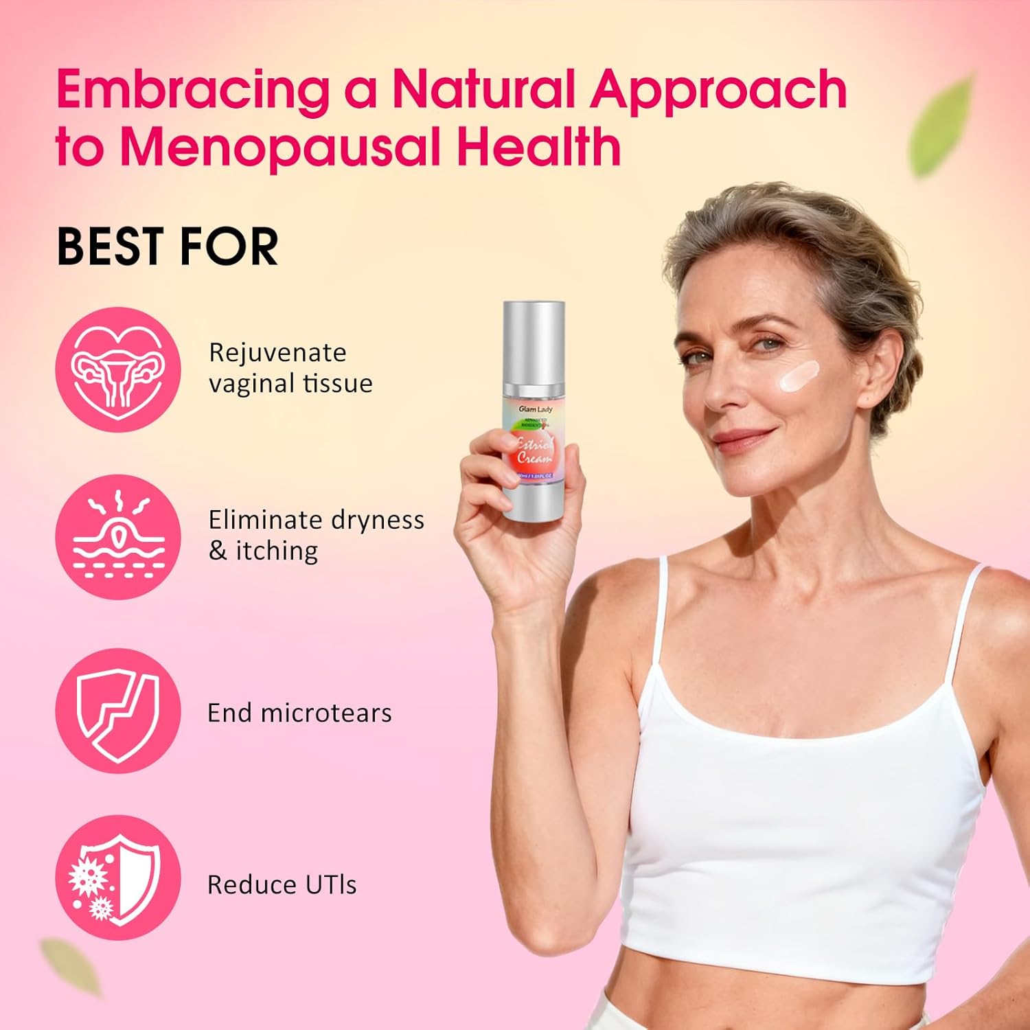 Natural Bioidentical Estriol Cream for Women Menopause Relief Silky Estrogen Cream for Vaginal Dryness 1oz 2 Month Supply - Image 4