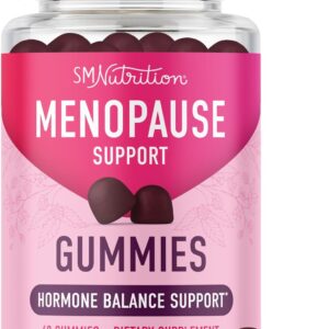 Menopause Support Gummies | Hormone Balance Relief for Hot Flashes, Night Sweats, Mood Swings, & Bloating | with Phytoestrogen Soy, Vitamin D3, PABA, Biotin | Vegetarian, Gluten-Free | 60 Count