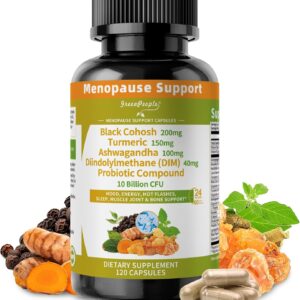 GREENPEOPLE Menopause Supplements for Women - Black Cohosh & Ashwagandha for Hot Flashes, Night Sweats, Mood Swings, Hormonal Balance Support,10 Billion CFU Probiotic - 120 Capsules Vegan Gluten-Free