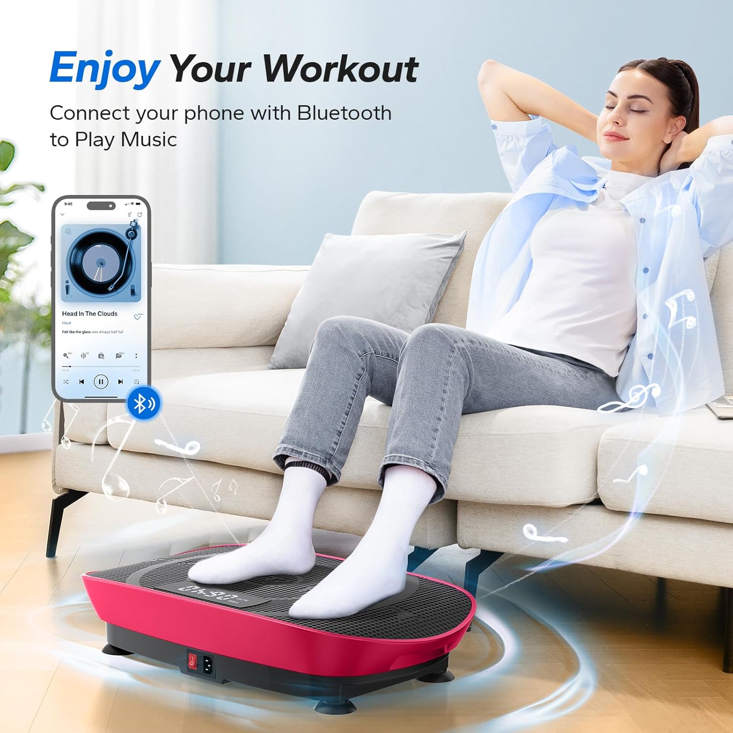 MERACH Vibration Plate Exercise Machine, Whole Body Workout Equipment for Women, Bluetooth and Silicone Pedal, Vibration Plate with Auto Mode, Vibrate Fitness Platform for Home - Image 2