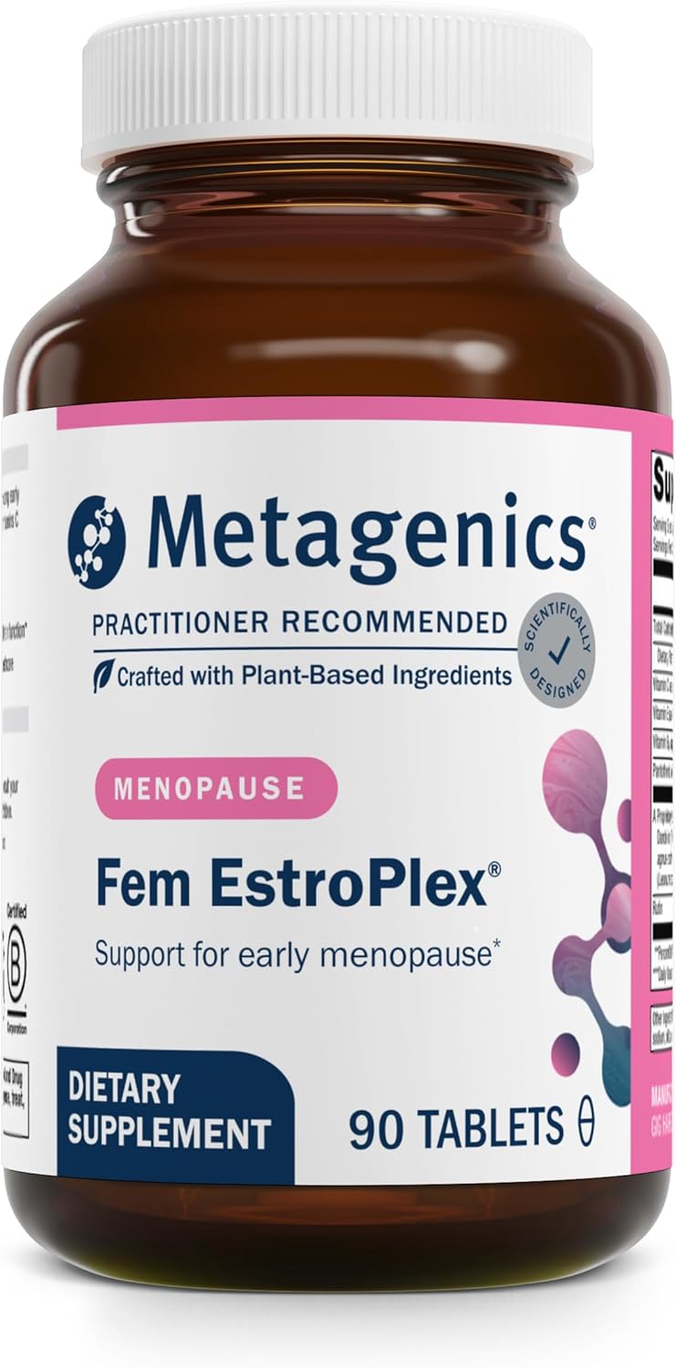 Metagenics Fem EstroPlex - Early Menopause Support Supplement* - with Dandelion Root, Valerian Root, Stinging Nettle, Chasteberry & Motherwort - Supports Hormone Balance, Energy & Mood* - 90 Tablets