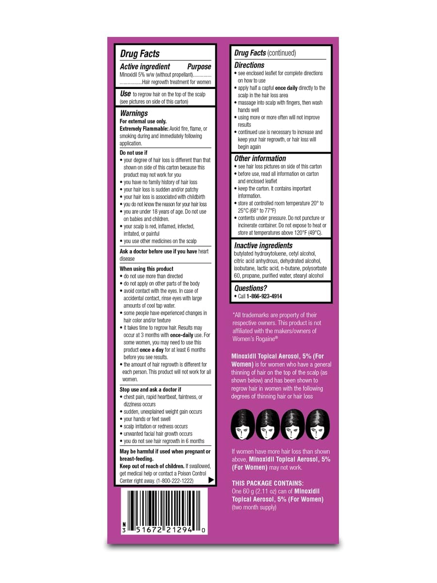 Minoxidil 5% Topical Aerosol Foam, Hair Regrowth Treatment for Women, 2.11 oz Reactivates Hair Follicles to Stimulate Hair Regrowth - 6 Months Supply - Image 5