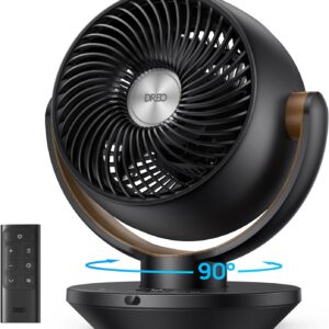 DREO Fan for Bedroom, Desk Air Circulator Fan with Remote, 11 Inch Table Fans for Whole Room, 65ft Powerful Airflow, 120° Vertical Manual +90° Oscillating, 4 Speeds, 8H Timer, 25dB Quiet Fan, Home