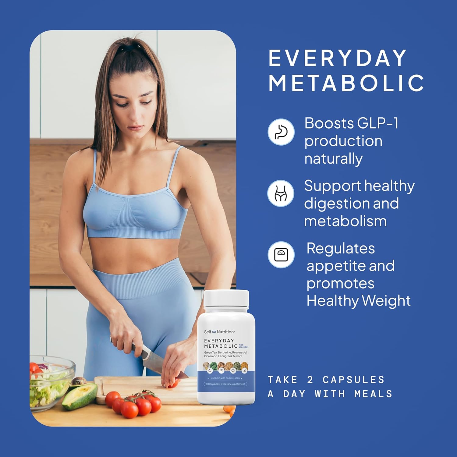 SELF NUTRITION GLP-1 Natural Supplement for Women – Third-Party Tested - Metabolism & Appetite Support with Berberine, Green Tea, Cinnamon & Resveratrol – Weight Management Supplement. Made in USA. - Image 5