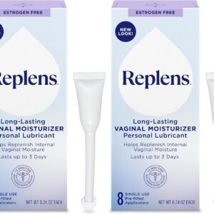 Replens Long-Lasting Vaginal Moisturizer, 8ct with Single-use applicator (Pack of 2)