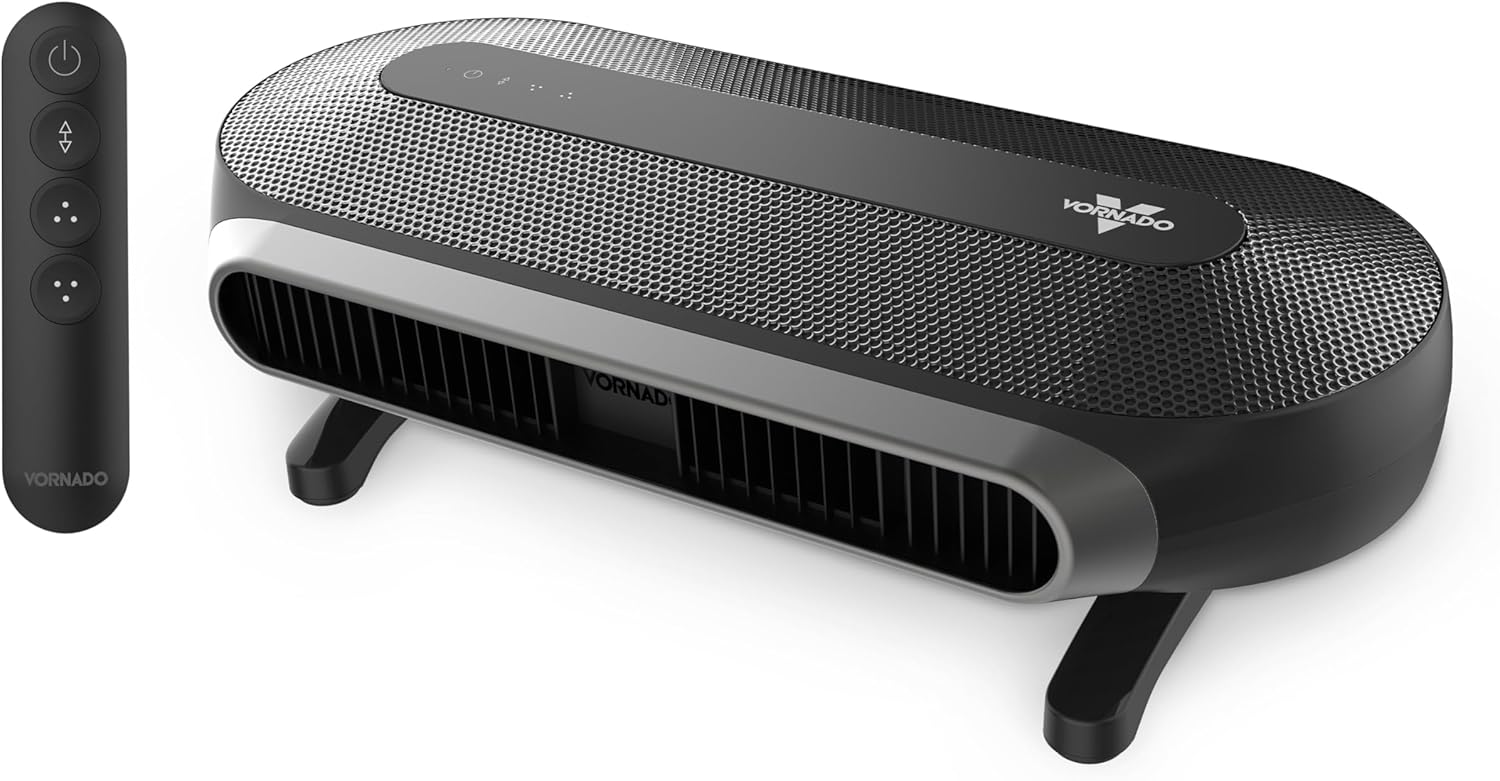 Vornado AXL Low-Profile Airwave® Oscillating Fan with Remote Control, 5 Quiet Speeds, 40° Motorized Tilt, Energy Efficient Brushless DC Motors, Fan for Bedroom, Office, Desk, Table