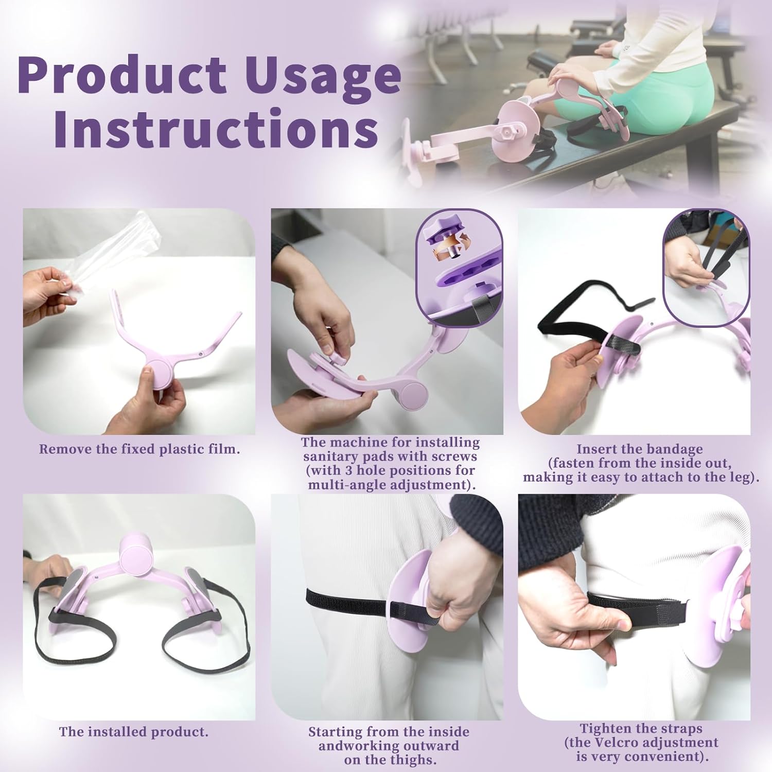 Kegel Exerciser, Pelvic Floor Exercise Device - Adjustable Angle Thigh Trainer with Thickened Silicone Pads & Security Strap, Inner Thigh Exerciser for Women, Home/Office - Image 4