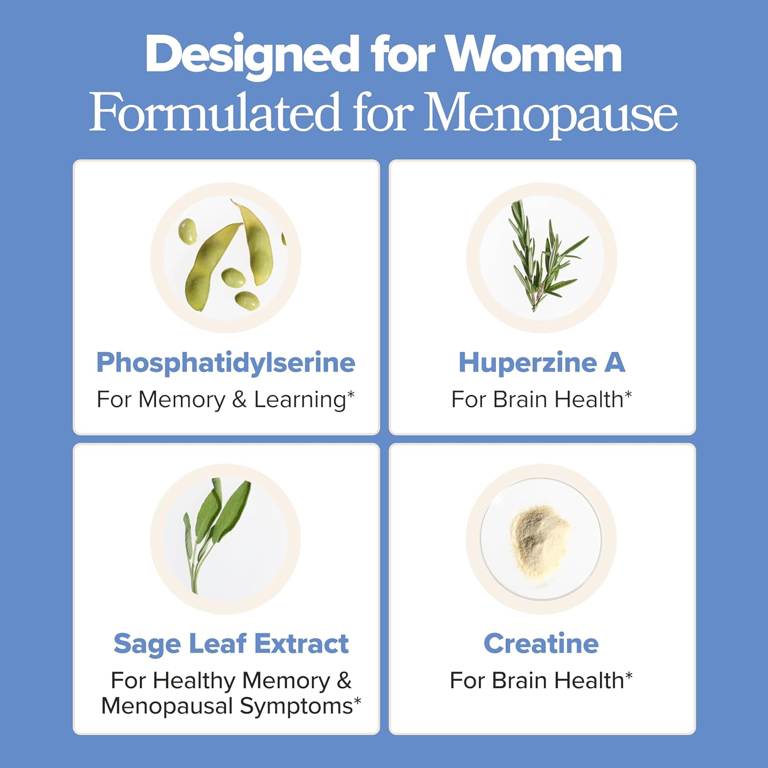 MENO Brain Health + Memory Support Capsules – Daily Support for Cognitive Performance, Concentration & Healthy Brain Aging – with Phosphatidylserine, Creatine, Sage Leaf & Huperzine A – 30 Servings - Image 3