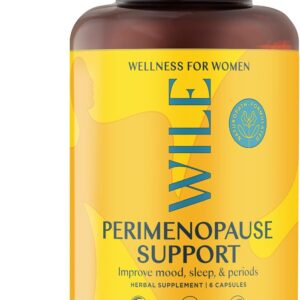 WILE Menopause and Perimenopause Supplements for Women with Ashwagandha - Menopausal Symptoms Relief for Stress, Hot Flashes, Night Sweats - Healthy Sleep & Hormone Balance Support, Vegan, 30 Servings