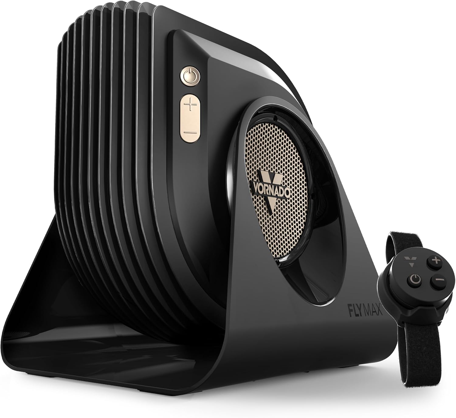 Vornado FLY MAX High Velocity Floor Fan, 4 Speed Settings, 180° Adjustable Tilt, Remote Control, 2300 FPM, Powerful Airflow, Fitness Cooling for Gym, Workout, and Training, Black