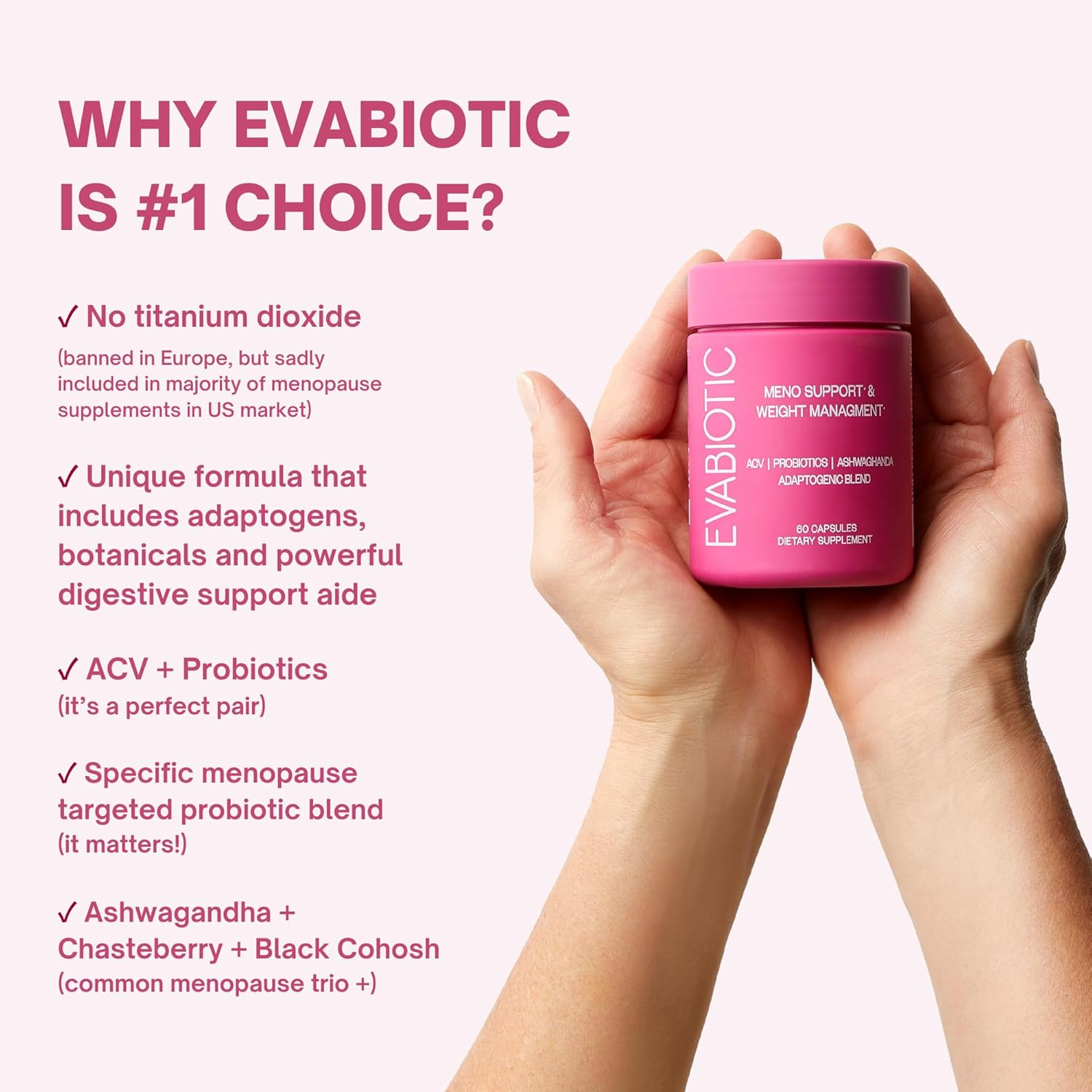 Complete Menopause Vitamins - Ashwaghanda, Probiotics, ACV for Weight Management, Hot Flashes, Night Sweats, Bloat, Hormone Balance - Vegan 60 Caps Menopause Supplements for Women Non-GMO - Image 5
