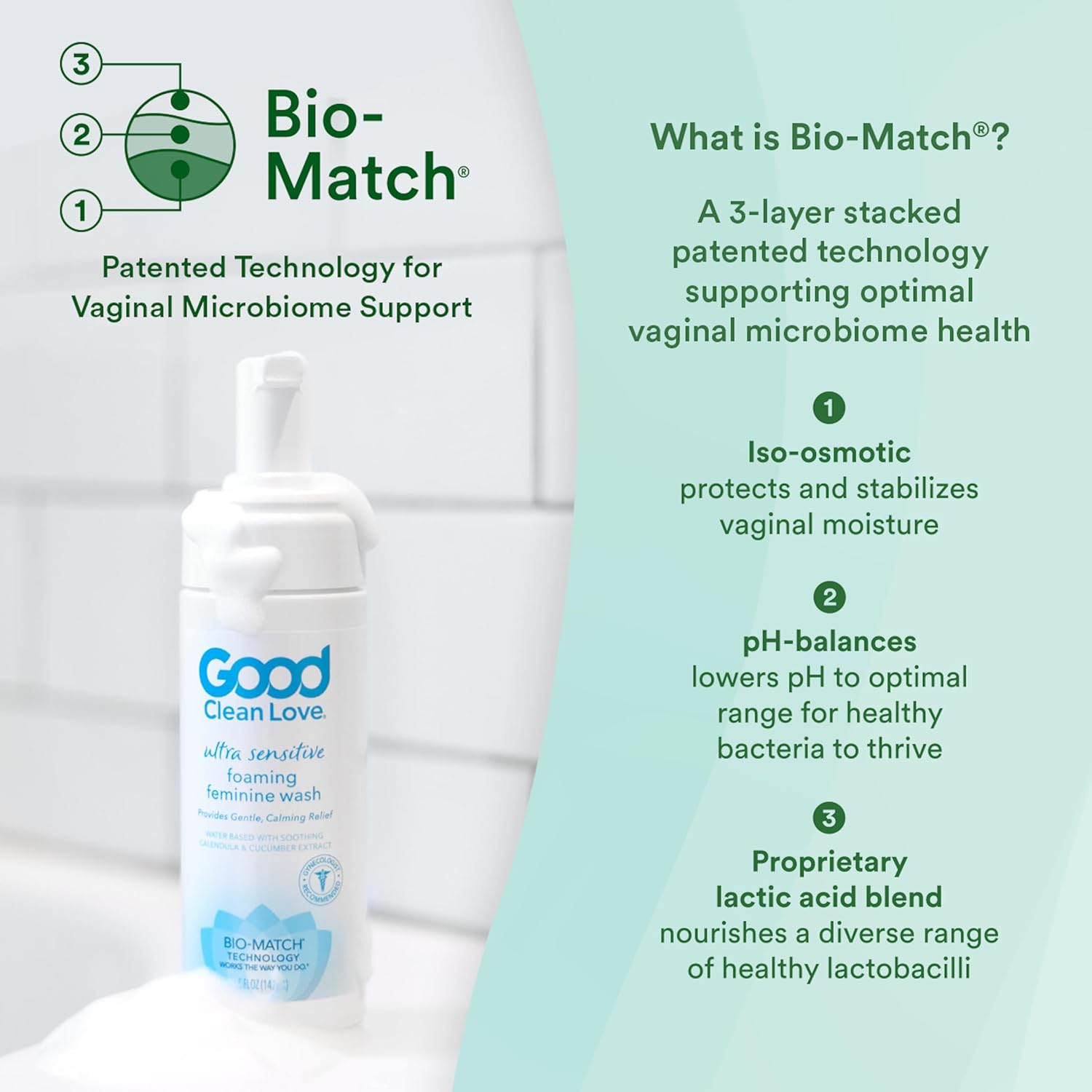 Good Clean Love Ultra Sensitive Foaming pH-Balanced Feminine Wash, Gentle Vaginal Cleanser for Women with Natural Ingredients, Water-Based, Cleansing & Soothing Intimate Feminine Care, 5 Oz - Image 3
