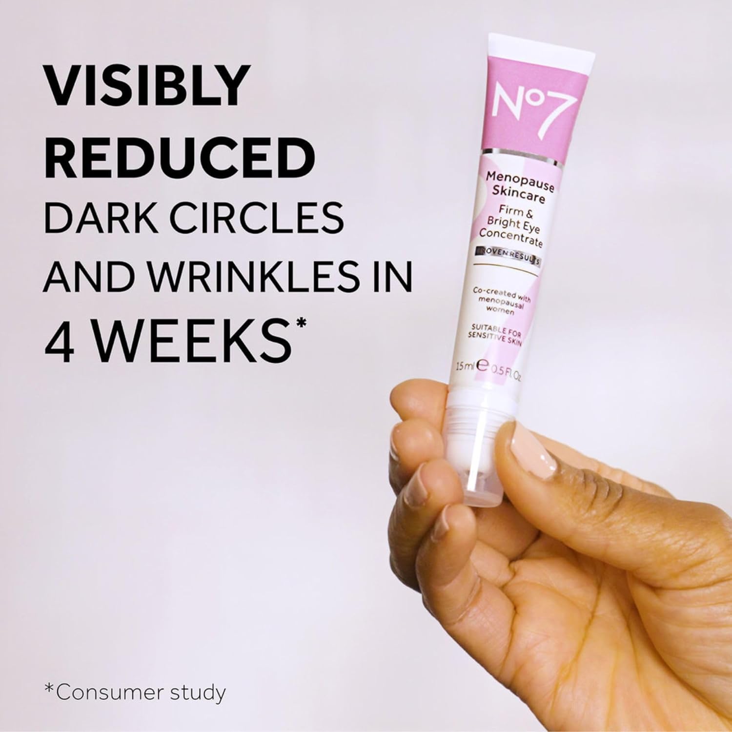 No7 Menopause Skincare Firm & Bright Eye Concentrate - Revitalizing Eye Cream for Dark Circles, Wrinkles & Under Eye Puffiness - Menopause Relief Cooling Roller for Refreshing Tired Eyes (15 ml) - Image 2