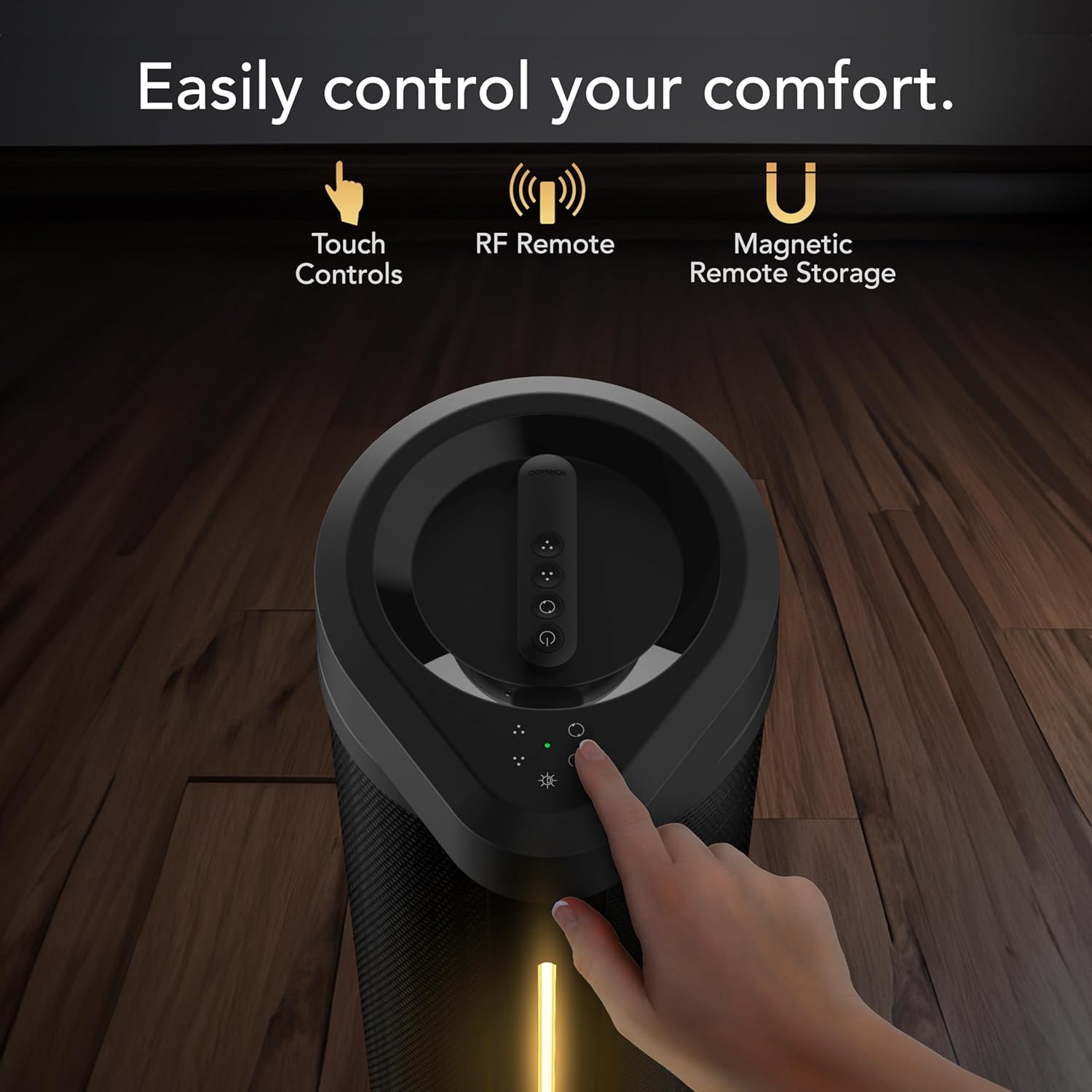 Vornado ARA® Oscillating Tower Fan with Ambient Light and Remote, 40 Inch, Quiet Powerful Standing Fan, 5 Speeds, Touch Control, Illuminated Air Circulator Fan for Bedroom and Home, Black - Image 6
