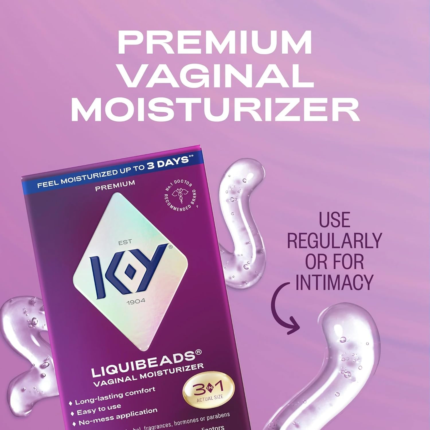 K-Y Liquibeads Vaginal Moisturizer for Women, Silicone Lube Vaginal Suppository, Vaginal Lubricant Helps Reduce Pain Due to Vaginal Dryness, 6 Vaginal Suppositories & 6 Vaginal Applicators - Image 5