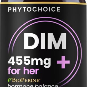 DIM for Women 350mg High Potency with BioPerine® & Broccoli Extract – 455mg Total Complex for Hormone Balance, Estrogen Metabolism, PMS & Menopause Support, Clear Skin & Women’s Wellness, 60 Capsules
