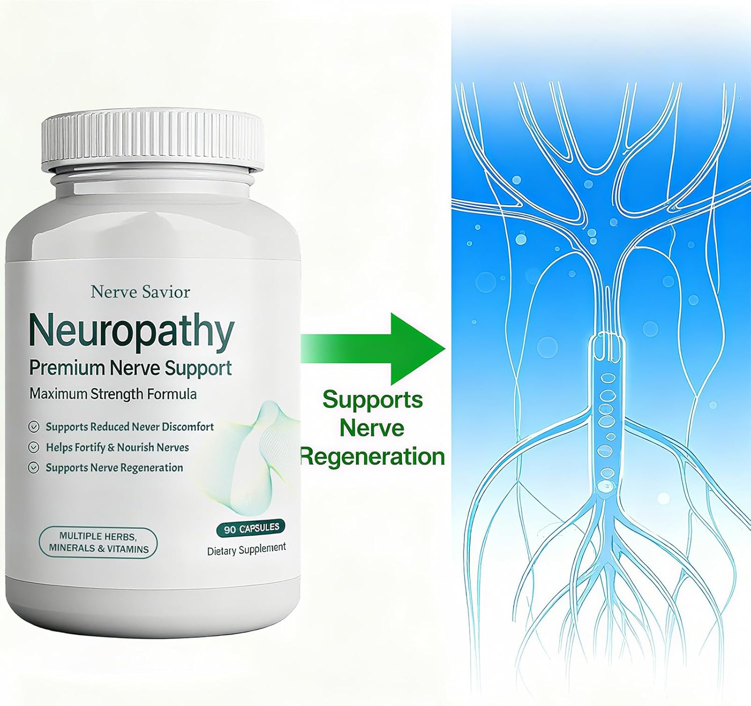 for Neuropathy - 600mg Alpha Lipoic Acid + B Vitamins & Herbal Blend for Nerve Health, Natural Energy – 90 Capsules - Image 4