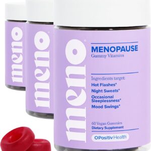 O Positiv MENO Gummies for Menopause, 30 Servings (Pack of 3) - Hormone-Free Supplements for Women with Black Cohosh & Ashwagandha KSM-66 - Helps Alleviate Hot Flashes, Night Sweats, & Mood Swings