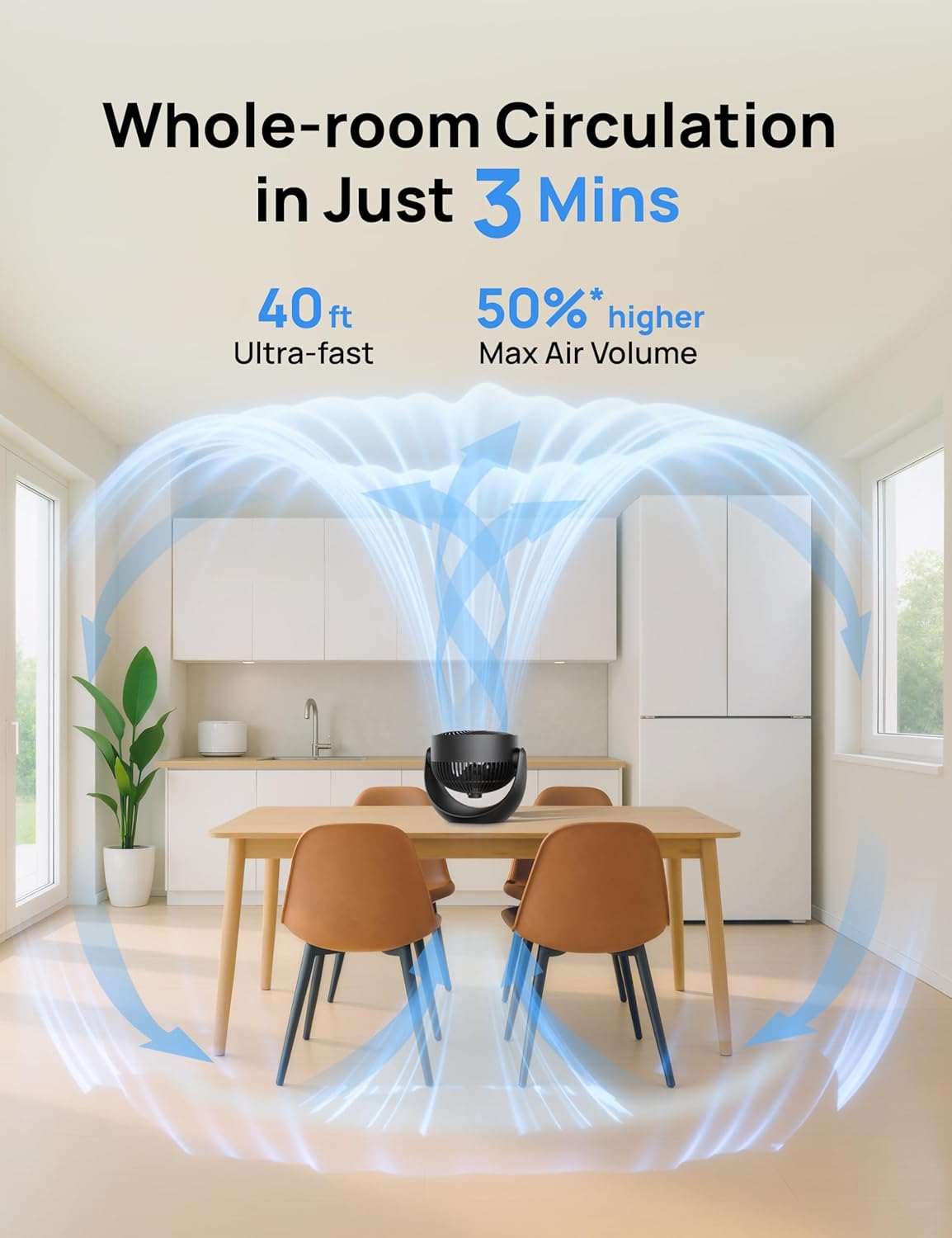DREO Fan for Bedroom, Floor fans for Whole Room, 40ft Strong Airflow, 120° Adjustable Tilt, 28db Low Noise, Quiet, 11 Inch, 3 Speeds, 2025 New Air Circulator for Office, Kitchen, Home - Image 4