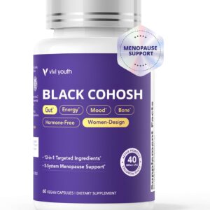 Menopause Supplements for Women with Black Cohosh 5:1 Extract - Hormone Harmony for Hot Flashes, Night Sweats, Mood Swings & Bloating - 30 Servings