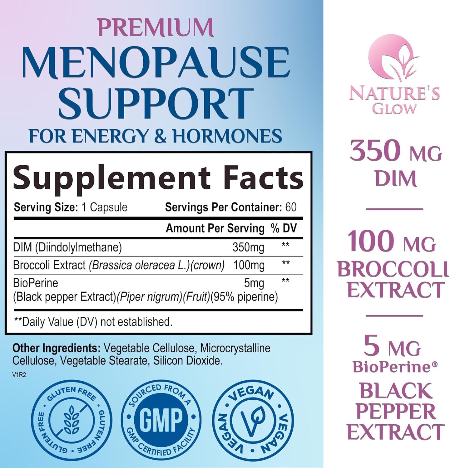 Menopause Supplements for Women - Natural Hormone Support with DIM, BioPerine & Broccoli Extract - Menopause Relief and Balance Antioxidant, for Hot Flashes and Night Sweats Support - 60 Capsules - Image 2