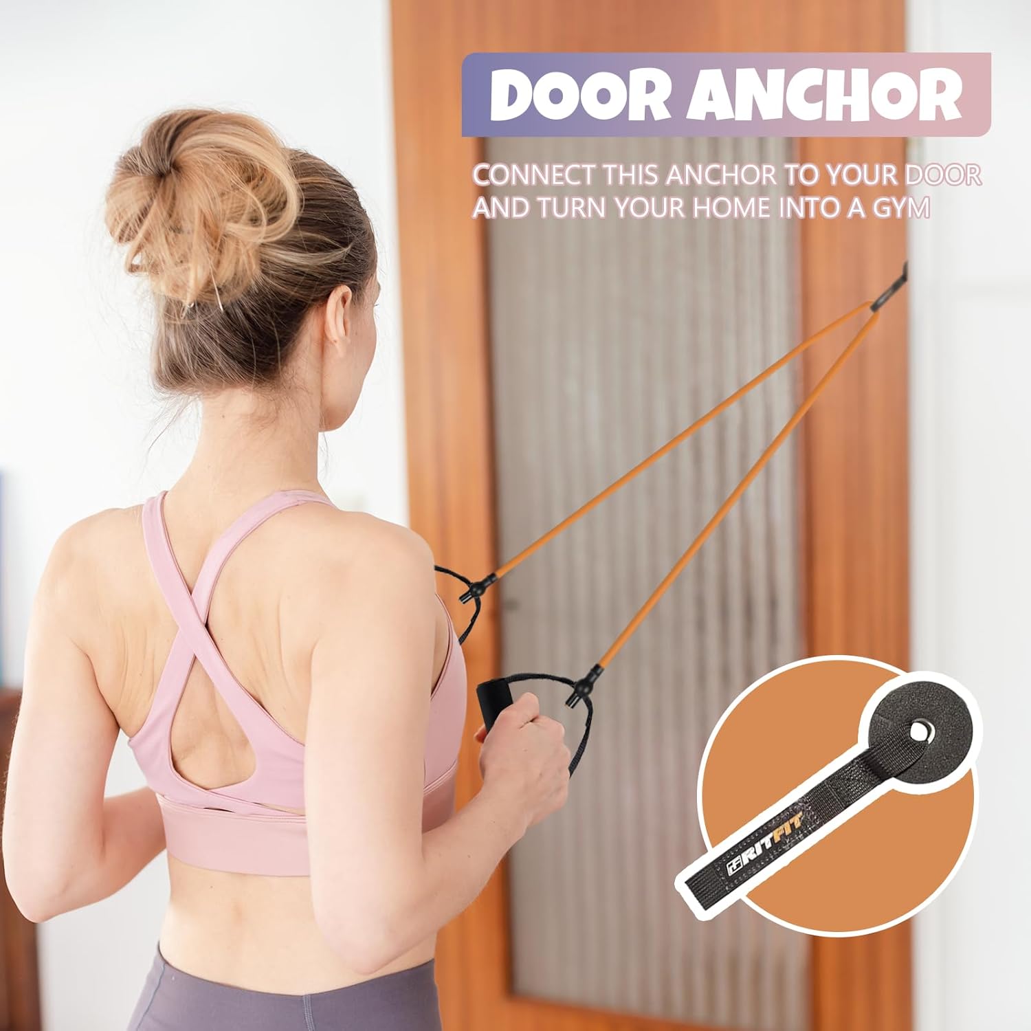 RitFit Single Resistance Exercise Band with Comfortable Handles - Ideal for Physical Therapy, Strength Training, Muscle Toning - Foam Padding Door Anchor and Starter Guide Included - Image 3