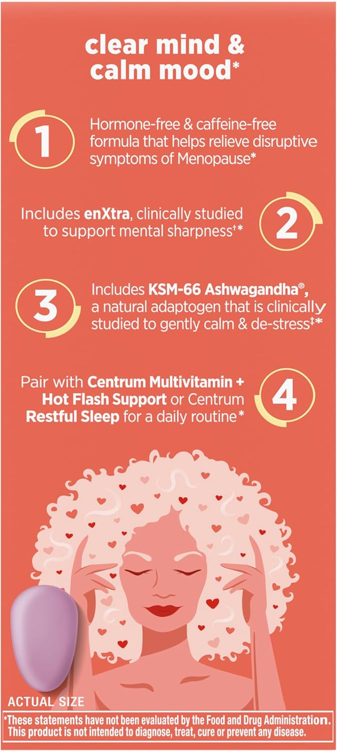 Centrum Clear Mind and Calm Mood Menopause Support Tablets, with Clinically Studied enXtra, 30 Count - Image 11