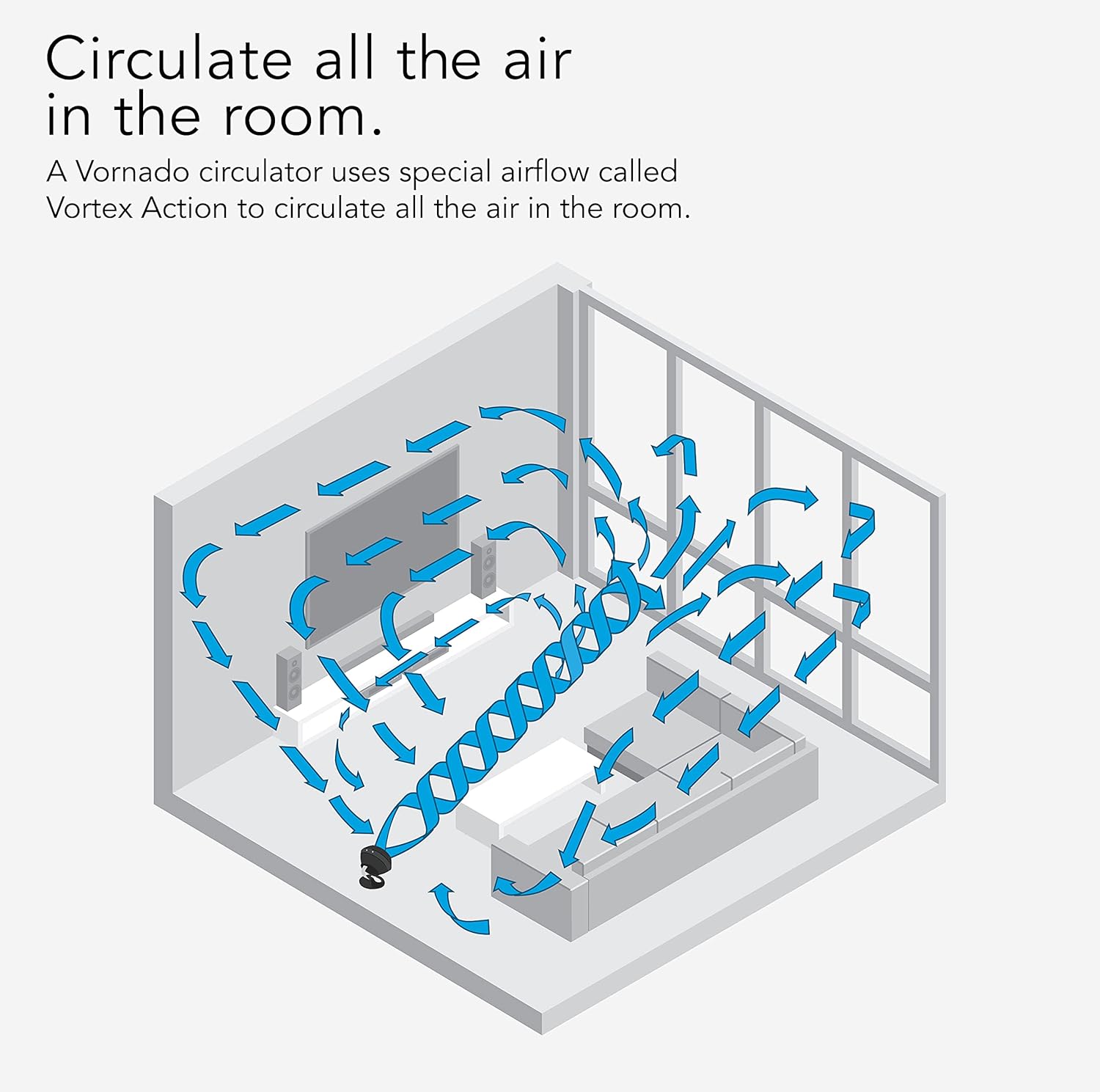 Vornado 660 AE Large Whole Room Air Circulator Fan with 4 Speed Settings, Works with Alexa, Chrome Glide Bar for Directional Airflow, Powerful Targeted Airflow, A Certified for Humans Device, Black - Image 6