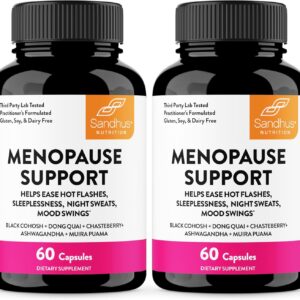 Complete Menopause Support Supplement For Women | With Ashwagandha, Black Cohosh, Dong Quai & Muira Puama | Helps Easing Hot Flashes Night Sweats Mood Swings Hormone Balance & Harmony | 120 Capsules