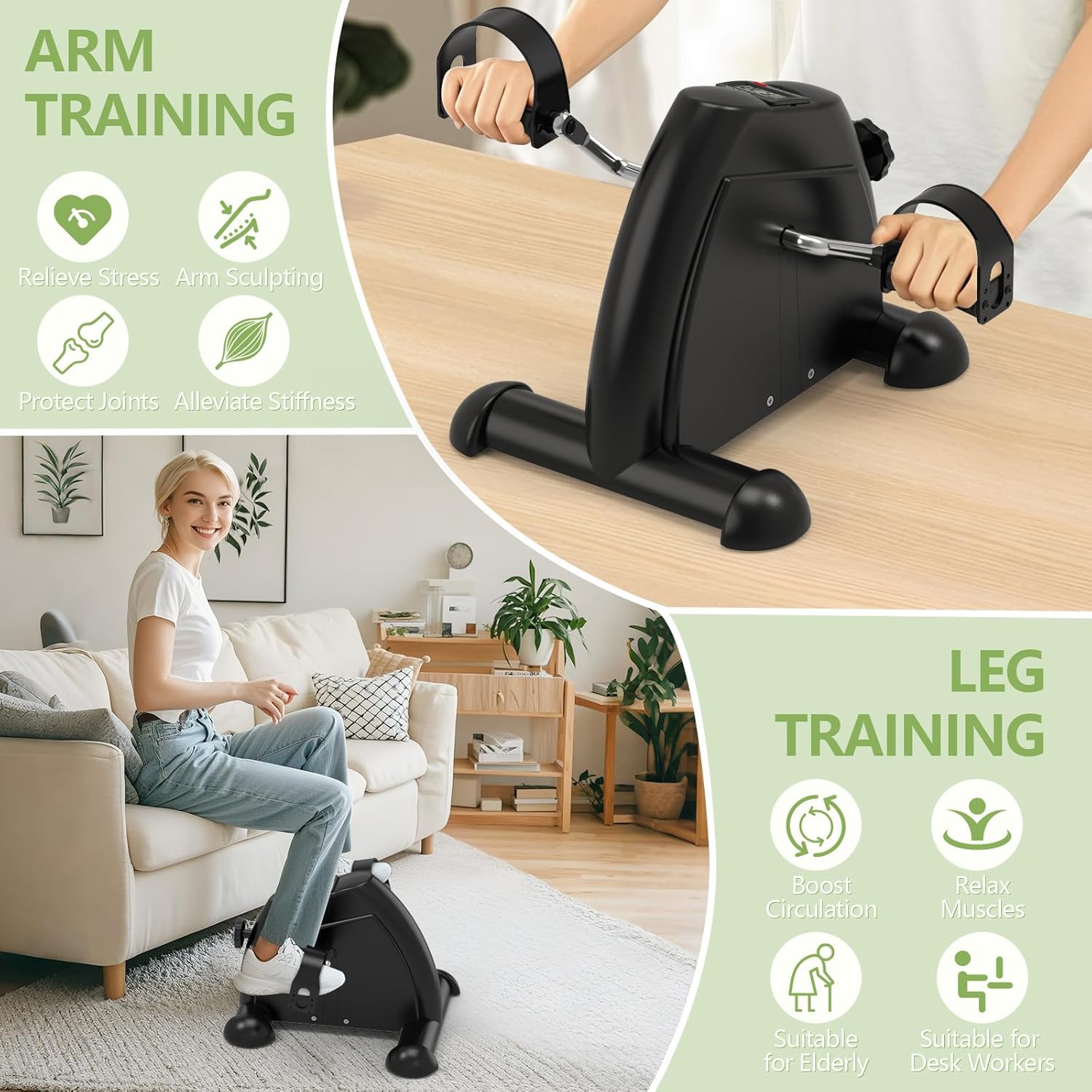 FITKS360 Under Desk Elliptical & Mini Exercise Bike - Seated Electric Leg Exerciser Under Table Oval Electric - Seniors Sit Exerciser Full Assembled Pedal with Remote Control - Image 4