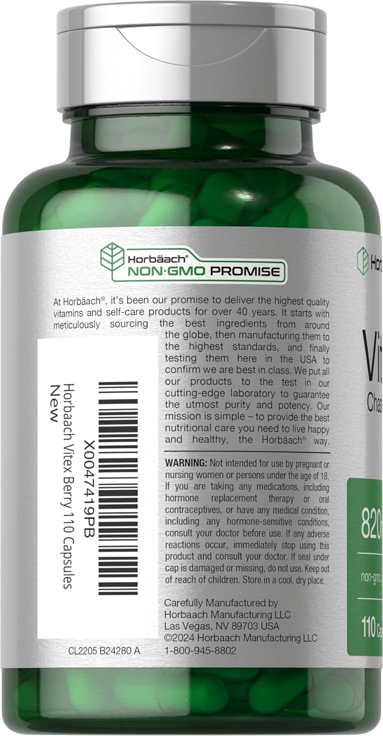 Horbäach Vitex Berry | 110 Capsules | Chasteberry Supplement for Women | Agnus-Castus Fruit | Non-GMO, Gluten Free - Image 3