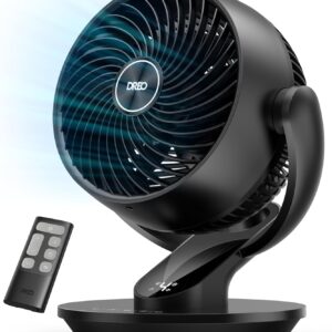 DREO Fan for Bedroom, 13-Inch Oscillating Table Air Circulator Fan for Whole Room, 120° Tilt Adjustment, 25dB Ultra-Quiet, 75ft Powerful Airflow, 4 Speeds Desk Fans with Remote for Home, Office