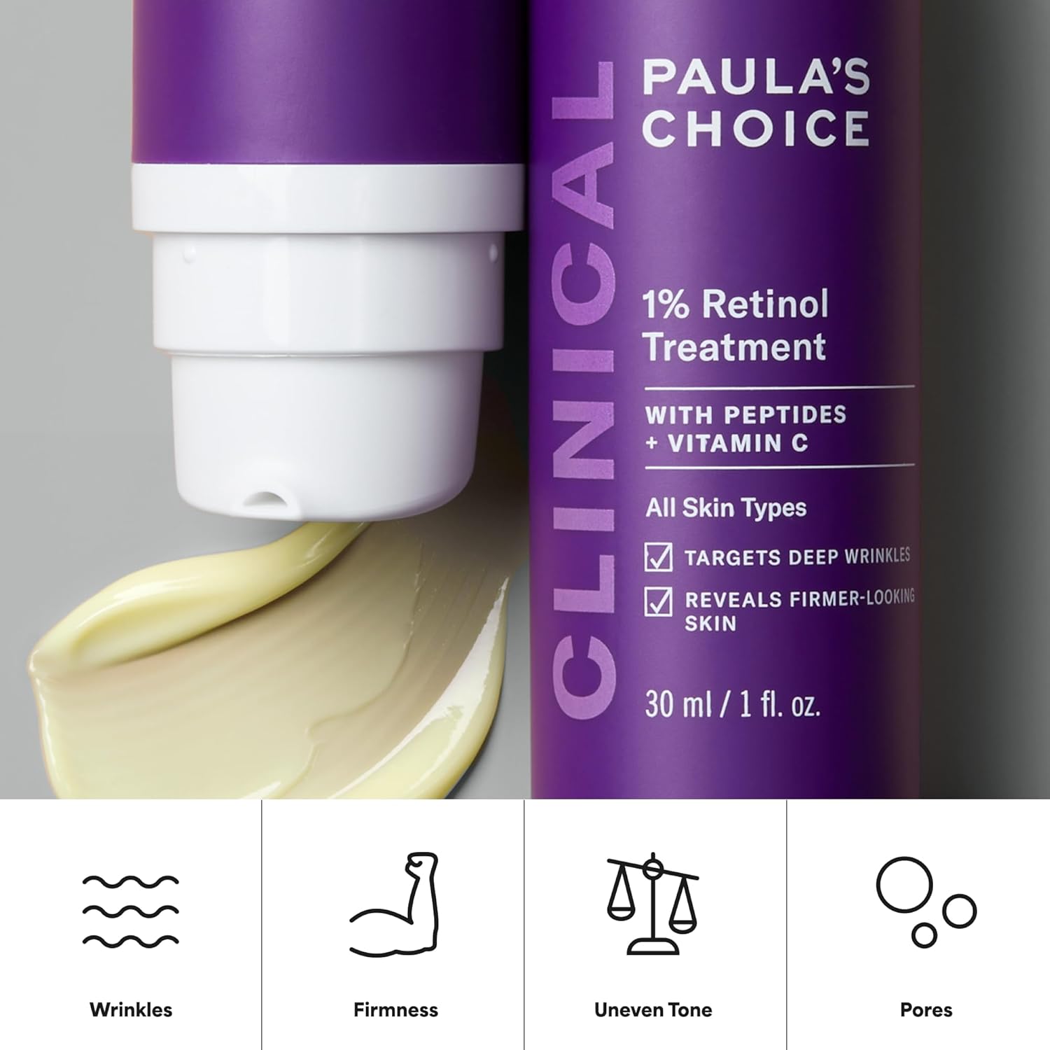Paula's Choice CLINICAL 1% Retinol Face Treatment with Peptides, Vitamin C & Licorice Extract, Anti-Aging Skin Care Serum, Fine Lines & Wrinkles, Fragrance Free - Image 8