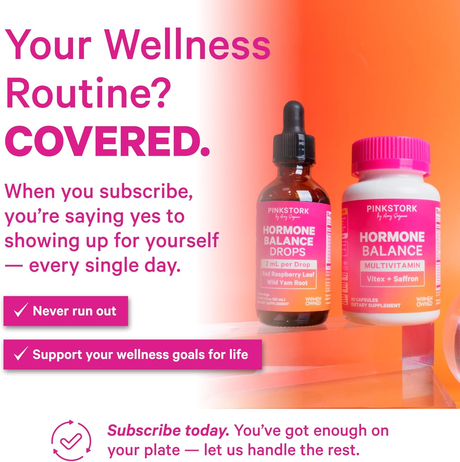 Pink Stork Hormone Balance Multivitamin for Women | 18-in-1 Vitex, Saffron, Ashwagandha, Magnesium | Mood, Energy, Cortisol, Adrenal Support | PMS, Perimenopause Support | 60 Vegan Capsules - Image 4