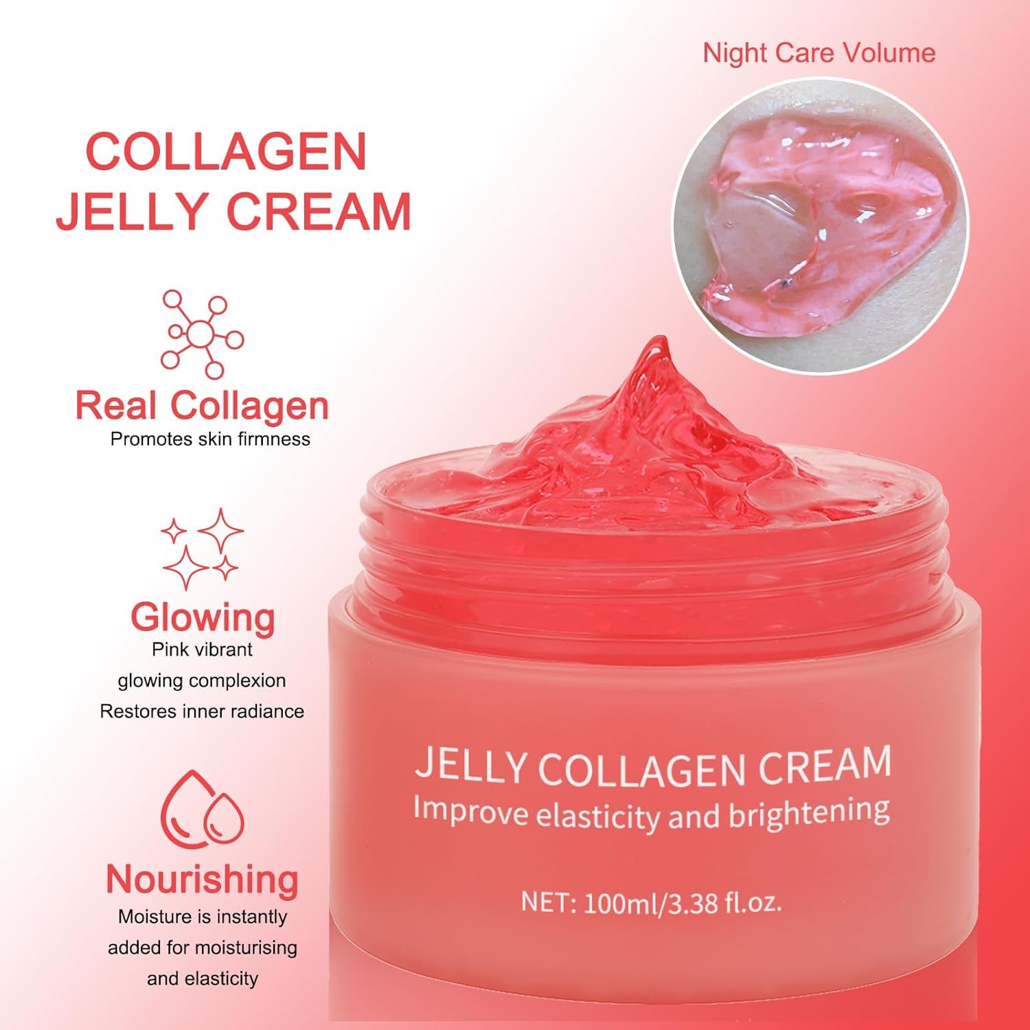 Collagen Jelly Cream - Contains Niacinamide & Freeze Dried Hydrolyzed Collagen -Elasticity & Hydration - Reduce Fine Lines & Dullness - Korean Glass-Shiny Skin Suitable for All Skin Types (3.38 Fl.Oz) - Image 5