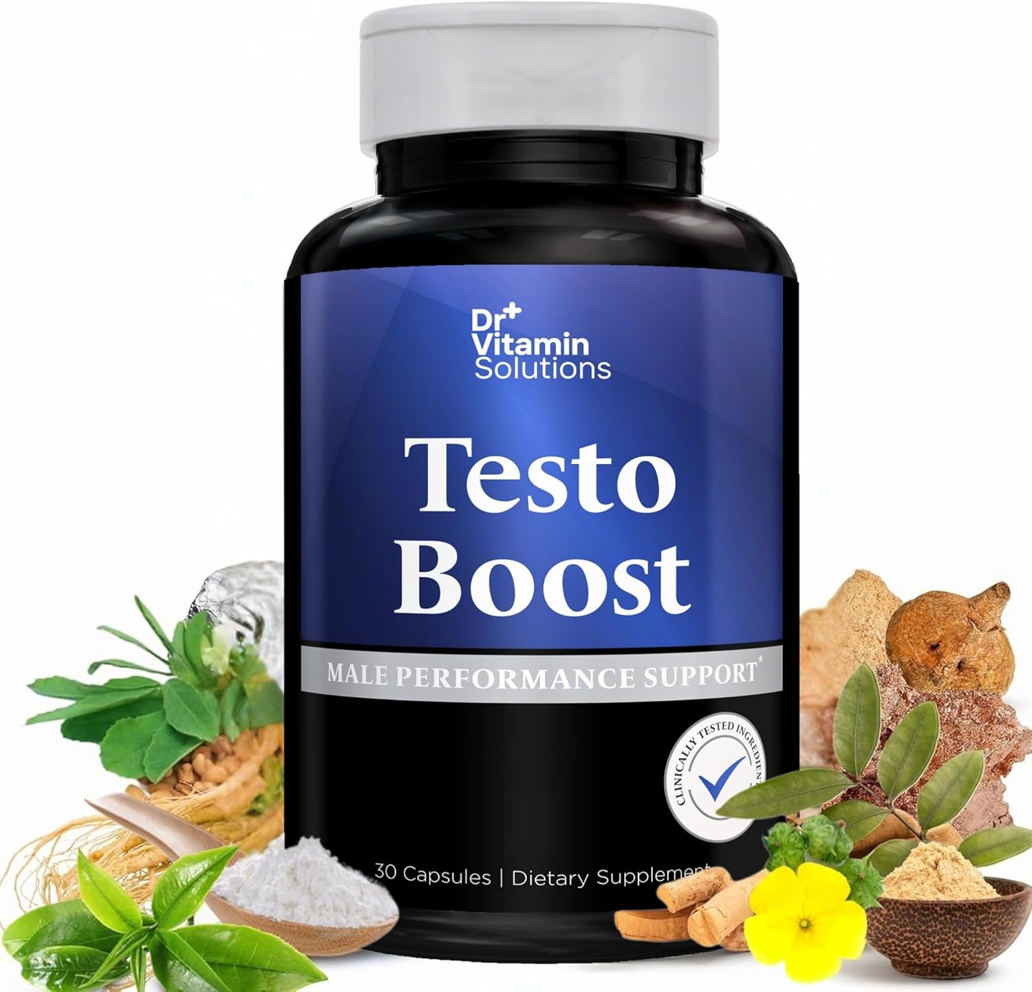 Testosterone Booster Supplement for Men - Stamina, Endurance & Energy - Tongkat Ali, Horny Goat Weed, Tribulus, Fenugreek, Maca & Panax Ginseng - Muscle Strength Support - 30 Capsules, 1 Month Supply