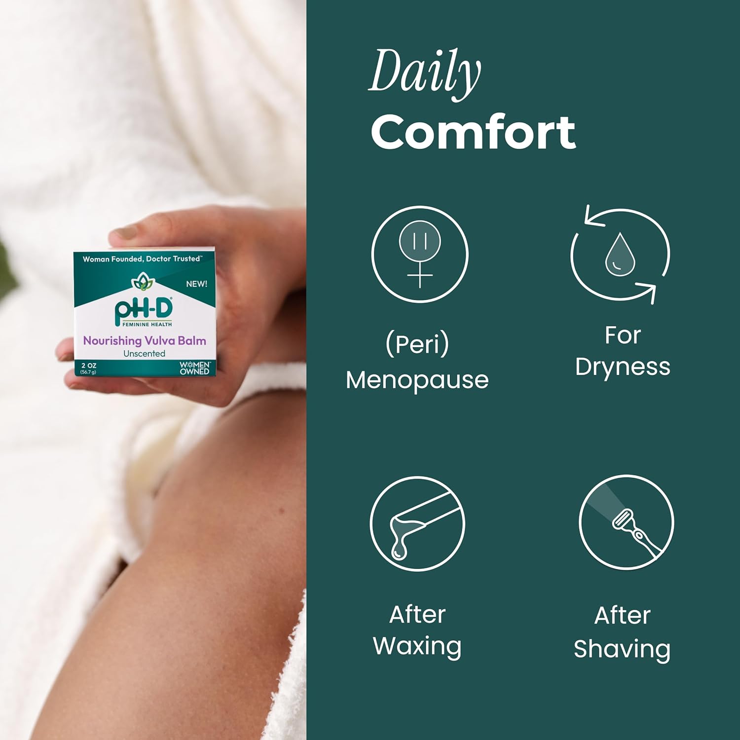 pH-D Feminine Health Support Nourishing Vulva Balm - Vulva Moisturizer for Dryness, Menopause Support, Intimate Care - Reduces Vulvar Dryness - 2 oz - Image 3